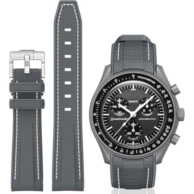 أحزمة لساعة Moonswatch، حزام سيليكون منحني متوافق مع ساعة أوميغا X Swatch 20 مم، حزام بديل Swatch Omega Moonswatch Speedmaster للرجال - Image 1