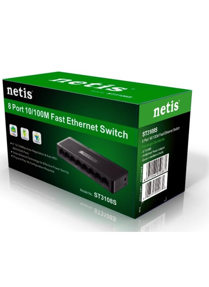 Netis Netis ST3108S 8-Port 10/100M Desktop Switch, Auto-negotiation and Plug and Play  - Image 1