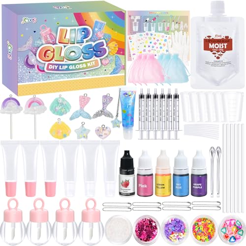Jcoos Lip Gloss Making Kit 73PCS Keychain DIY Lip Gloss Shimmery Moisturizing Lip Glaze Handmade Set Fun Craft Kit for Beginner Women Kids Tween Preteen Teens Girl Gifts Trendy Stuff - Image 1