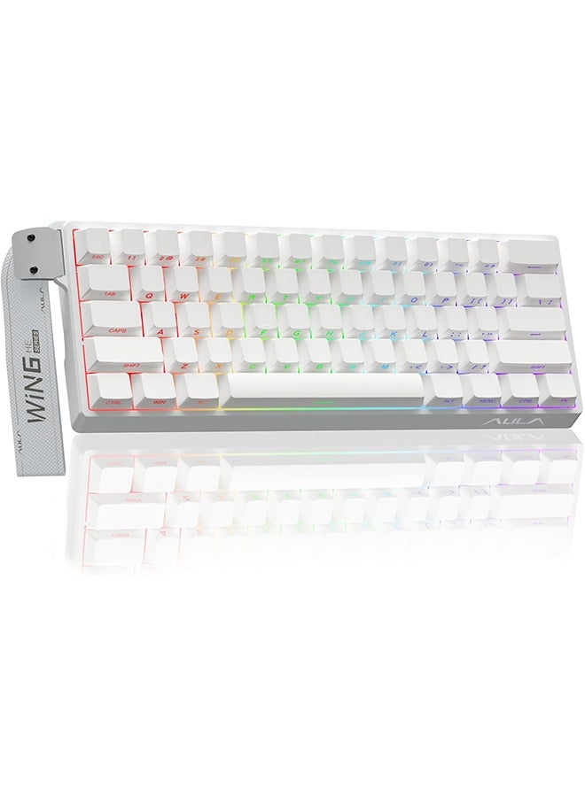 AULA WIN60 HE Mechanical Gaming Keyboard Wired,Hall Effect Magnetic Switches,Adjustable Actuation Rapid Trigger,8K Polling Rate,Side Printed,RGB Backlight,60% Percent Keyboard for Mac/Win (WHITE) - Image 1