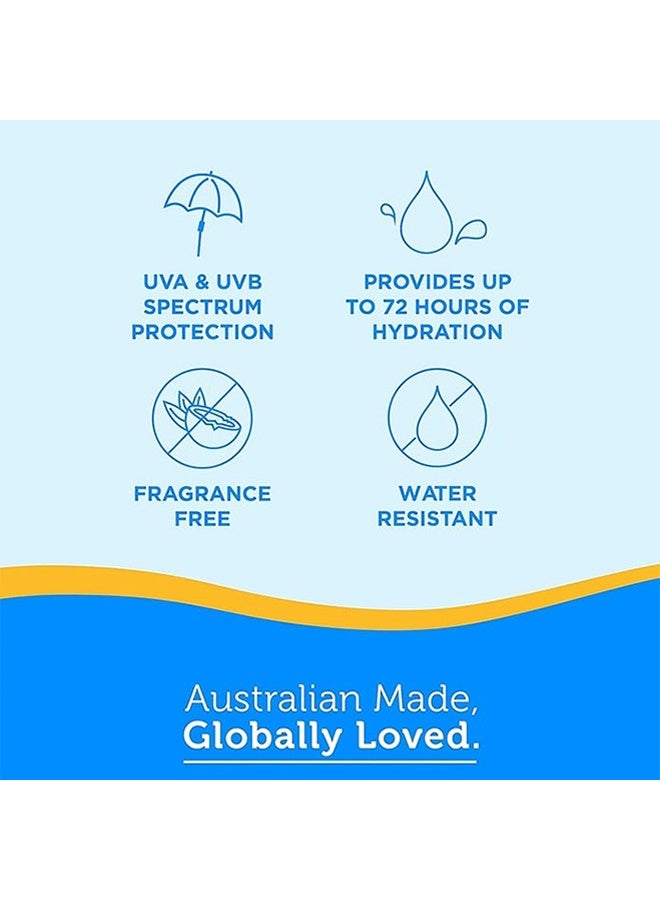 بوندي ساندز واقي شمس واسع الطيف SPE، SPF 50 للحماية من UVA و UVB، مقاوم للماء لمدة 4 ساعات، لوشن خالي من العطر مع فيتامين E، ترطيب لمدة 72 ساعة، كريم شمس مناسب للبشرة الحساسة 150 مل - Image 3