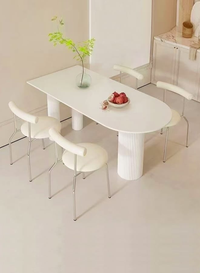 fashionhome Modern Light Luxury Stone Tabletop Italian Dining Table and Chairs Small Kitchen Dining Table Chair Set Restaurant Dining Table with 4 Nordic Style Leather Cushion Ergonomic Dinning Chairs for Home Restaurants 120x60x75 and 41x45x75 cm - Image 1