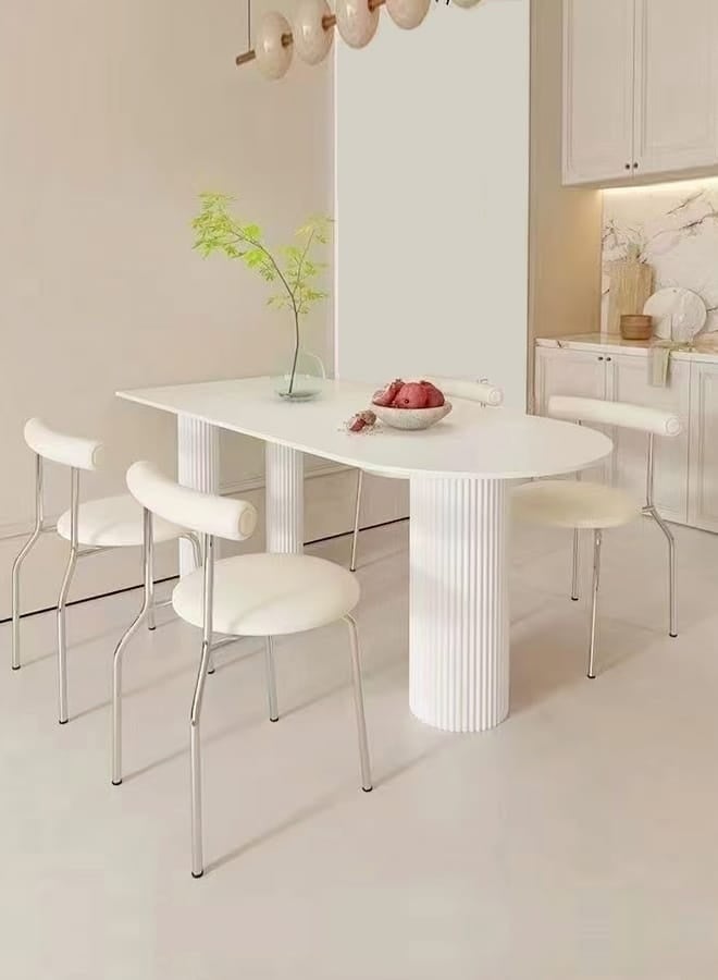 fashionhome Modern Light Luxury Stone Tabletop Italian Dining Table and Chairs Small Kitchen Dining Table Chair Set Restaurant Dining Table with 4 Nordic Style Leather Cushion Ergonomic Dinning Chairs for Home Restaurants 120x60x75 and 41x45x75 cm - Image 3