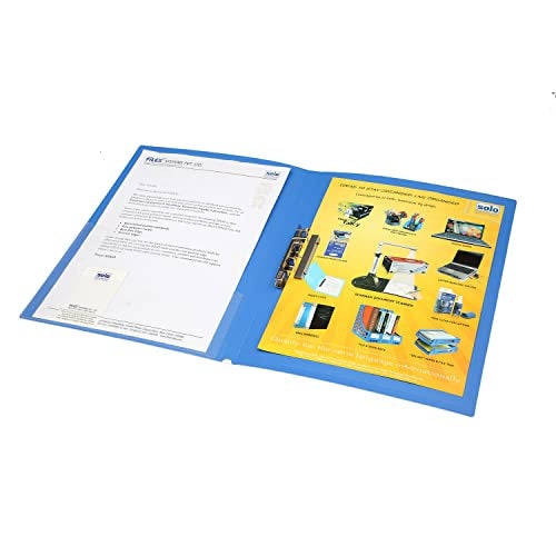 SOLO Punchless Adjustable Lever Clip File - A4 Size with Inside Transparent Inner Pocket | Multipurpose Professional File Folder for Office Paper Documents, Projects, Certificates & Portfolio (Blue) - Image 2