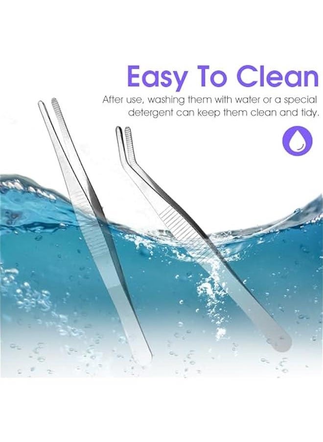 Generic 2Pcs 14cm Stainless Steel Tweezers, Curved Tweezers, Pointed Non-Slip Straight Tweezer Long Blunt Tweezers Slant Tweezer for Craft Electronics Lab Work Sewing Machine Hair Remover  - Image 4