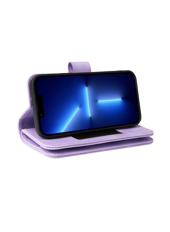 اس-توب جراب لهاتف iPhone 14 متعدد الوظائف مزود بفتحة للبطاقات وسحاب ومحفظة جلدية قابلة للطي - Image 5