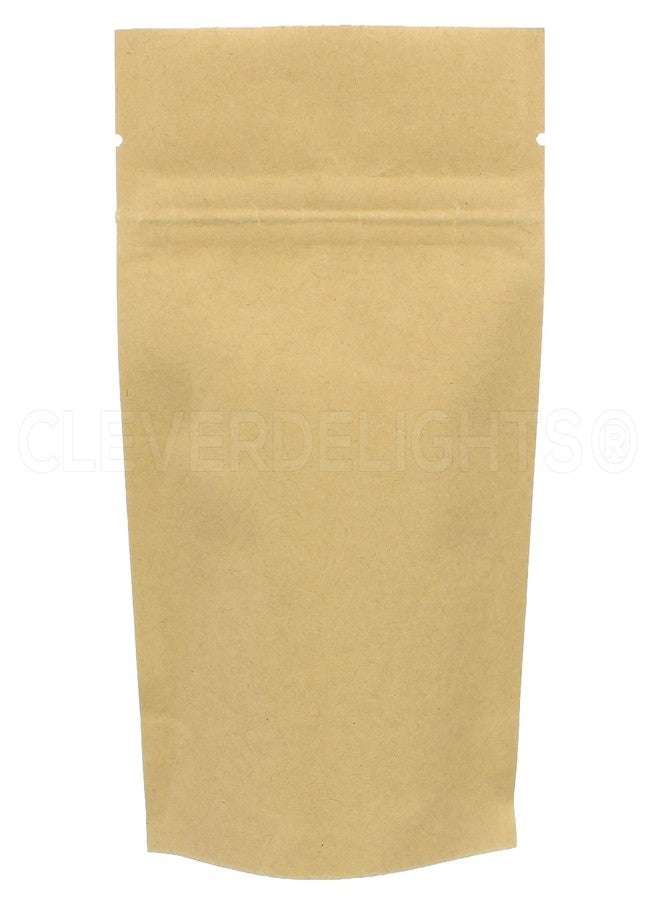CleverDelights Kraft Stand Up Pouches - 2oz - 50 Pack - 4" x 6" x 2" - Resealable Bag - Image 1