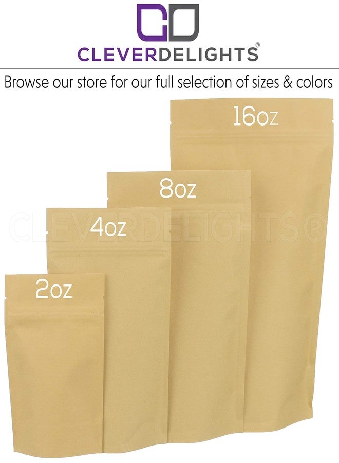 CleverDelights Kraft Stand Up Pouches - 2oz - 50 Pack - 4" x 6" x 2" - Resealable Bag - Image 4