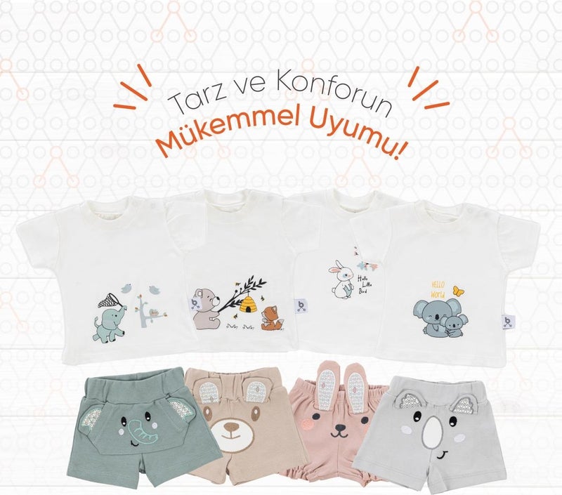 Gezenbebe Hero Short Sleeve Patterned Baby T-Shirt & Embroidered Shorts Set Koala  - Image 3