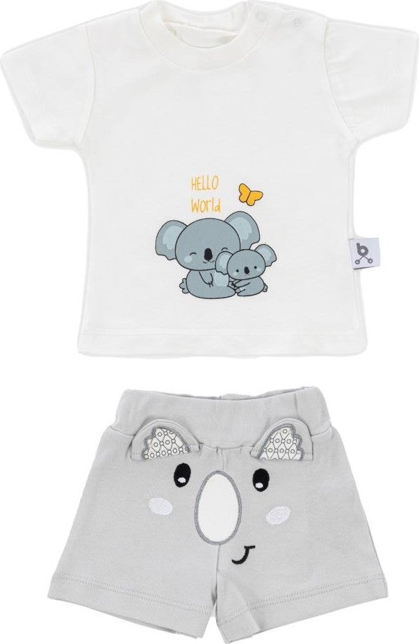 Gezenbebe Hero Short Sleeve Patterned Baby T-Shirt & Embroidered Shorts Set Koala  - Image 1
