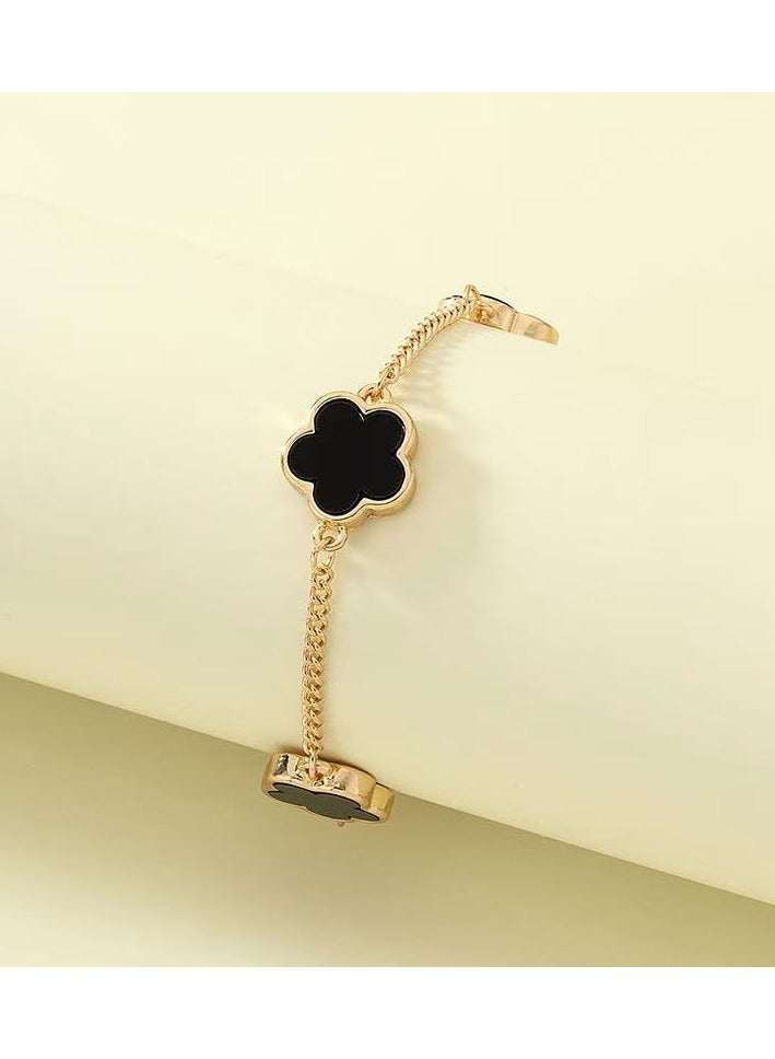 ORiTi Simple Style Alloy Flower Bracelet, Unplated Fashion Accessory for Daily Wear, Elegant Trendy Chain Link Bracelet for All Seasons - Image 2