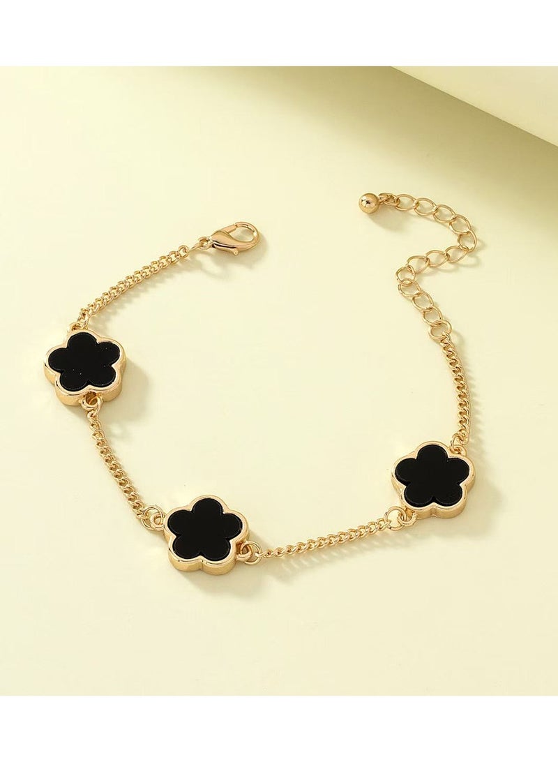 ORiTi Simple Style Alloy Flower Bracelet, Unplated Fashion Accessory for Daily Wear, Elegant Trendy Chain Link Bracelet for All Seasons - Image 3
