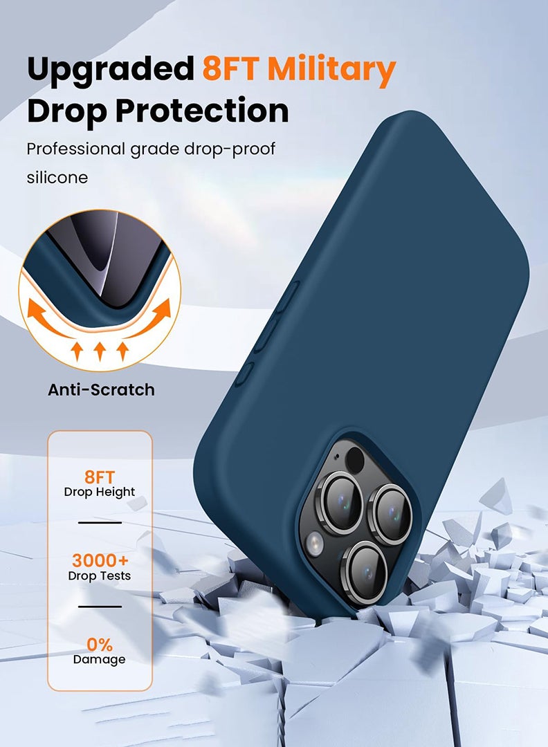 Theodor iPhone 16 Pro Max Blue Protective Slim Fit Case Liquid Silicone Cover with Full Body Protection Anti-Scratch Shockproof Case For iPhone - Aloha Beach Paradise Black - Image 5