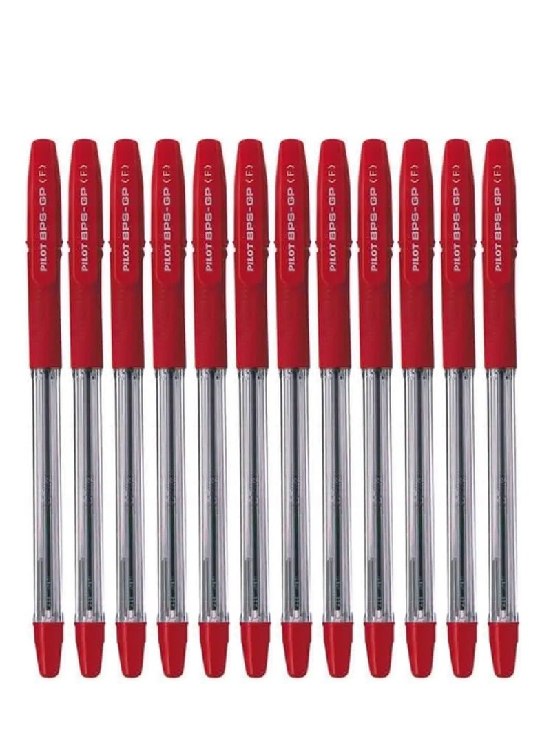PILOT 12-Piece Ballpoint Pen Fine Tip Red Ink - Image 1