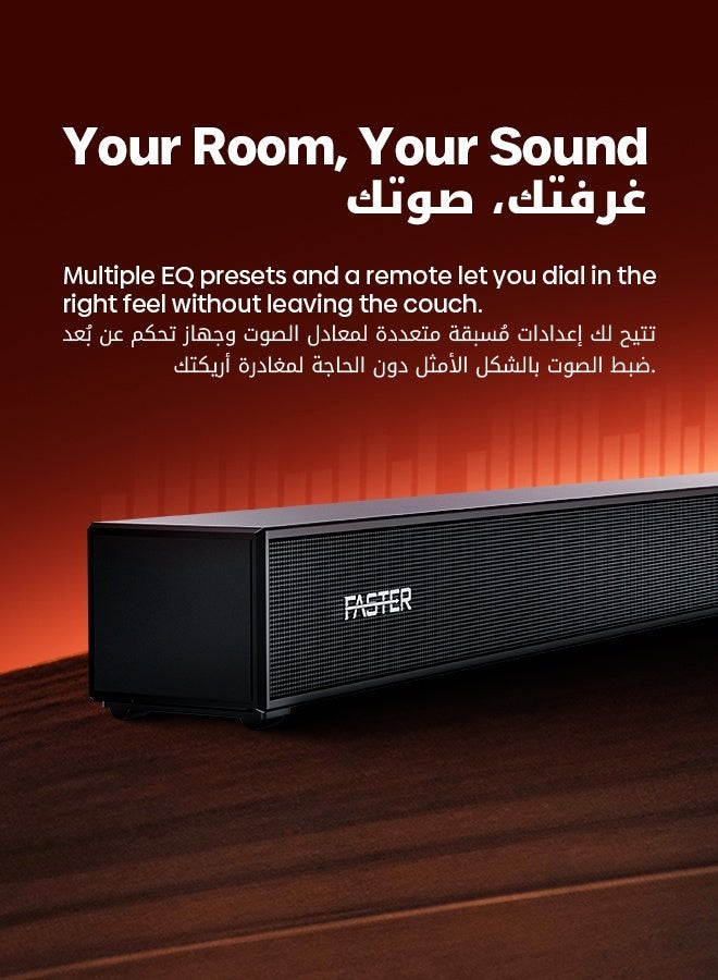Faster T4000 2.1 CH Home Theater Soundbar Speakers - Powerful Subwoofer & Wireless Bluetooth Speaker - 120W Powerful Audio Output Surround Sound - Deep and Thrilling Bass, Digital Embedded - Supporting Bluetooth 5.2, HDMI, AUX, USB, Remote, TV ARC, DSP EQ Modes, LED Display - Image 2