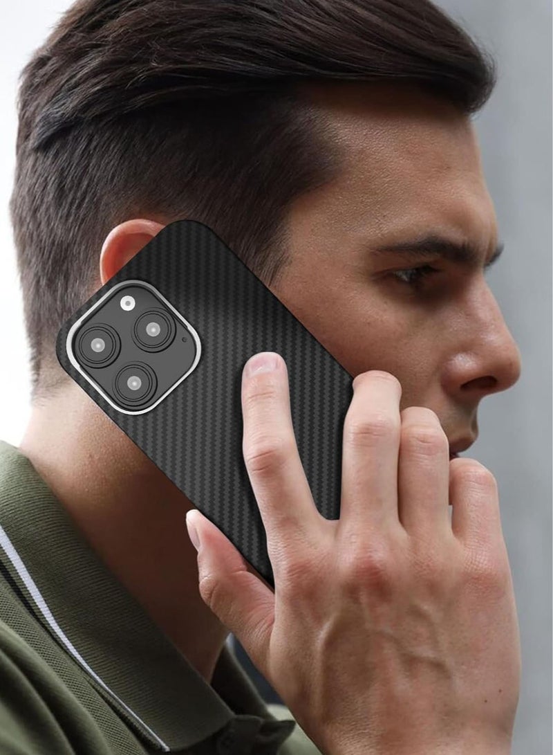 MONOCARBON Real Aramid Fiber MagSafe iPhone 16 Pro MAX Case Cover [ULTRA SLIM] Lightweight Anti-Scratch - Matte Black - Image 3