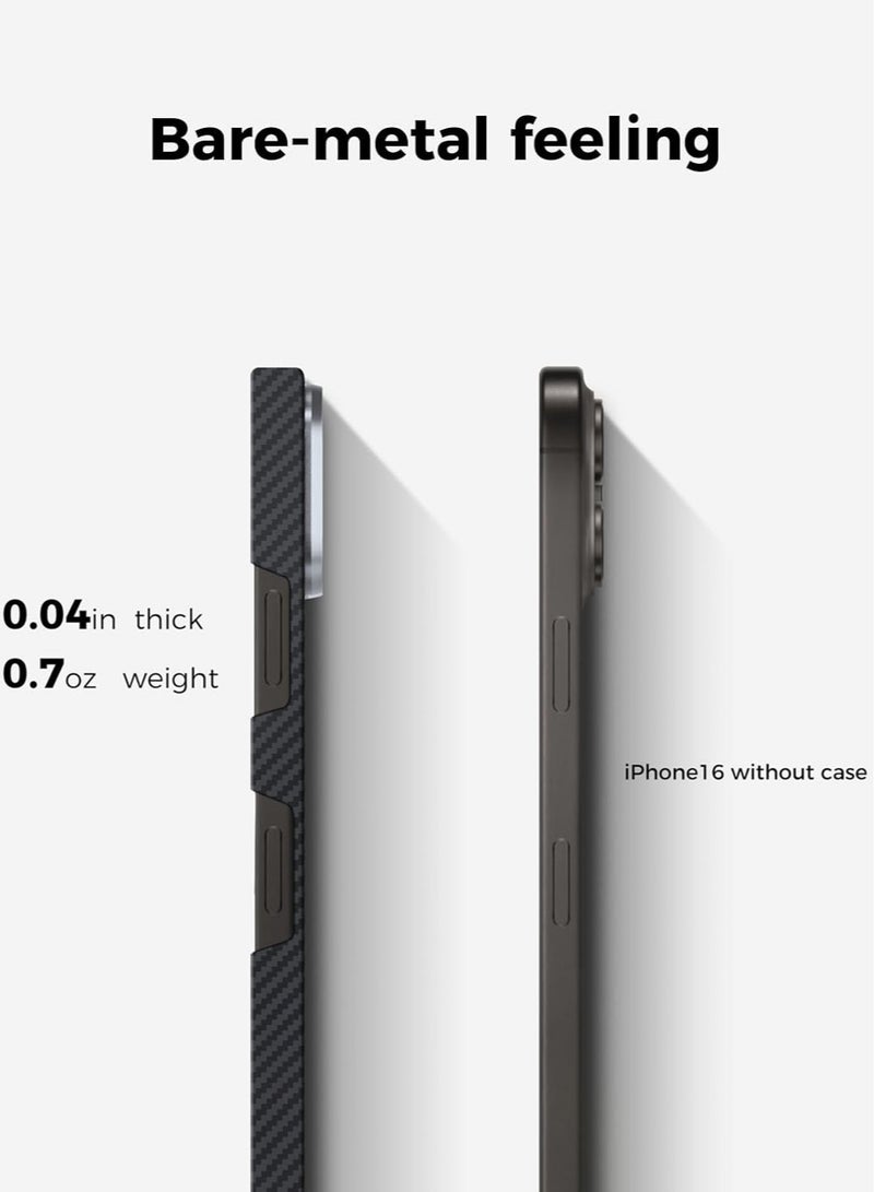 MONOCARBON Real Aramid Fiber MagSafe iPhone 16 Pro MAX Case Cover [ULTRA SLIM] Lightweight Anti-Scratch - Matte Black - Image 5
