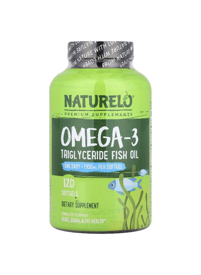 NATURELO NATURELO, Omega-3 Triglyceride Fish Oil, 1,100 mg, 120 Softgels  - Image 1