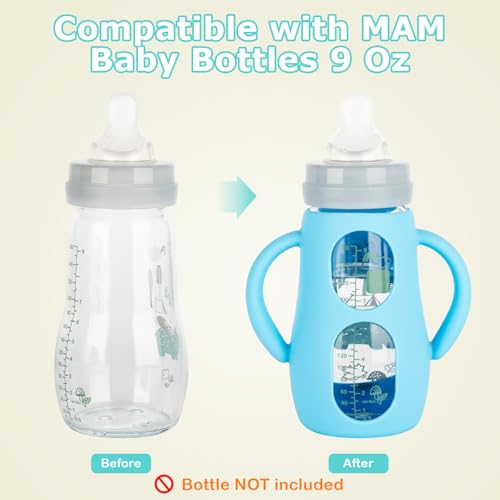 joyfeed Silicone Sleeves with Handles for Mam Glass Baby Bottles 9oz,Anti Breakage Baby Bottle Holder with Handles 3 Pack - Image 4