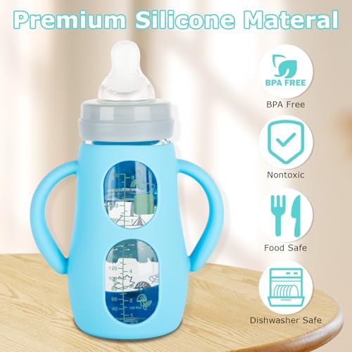 joyfeed Silicone Sleeves with Handles for Mam Glass Baby Bottles 9oz,Anti Breakage Baby Bottle Holder with Handles 3 Pack - Image 5