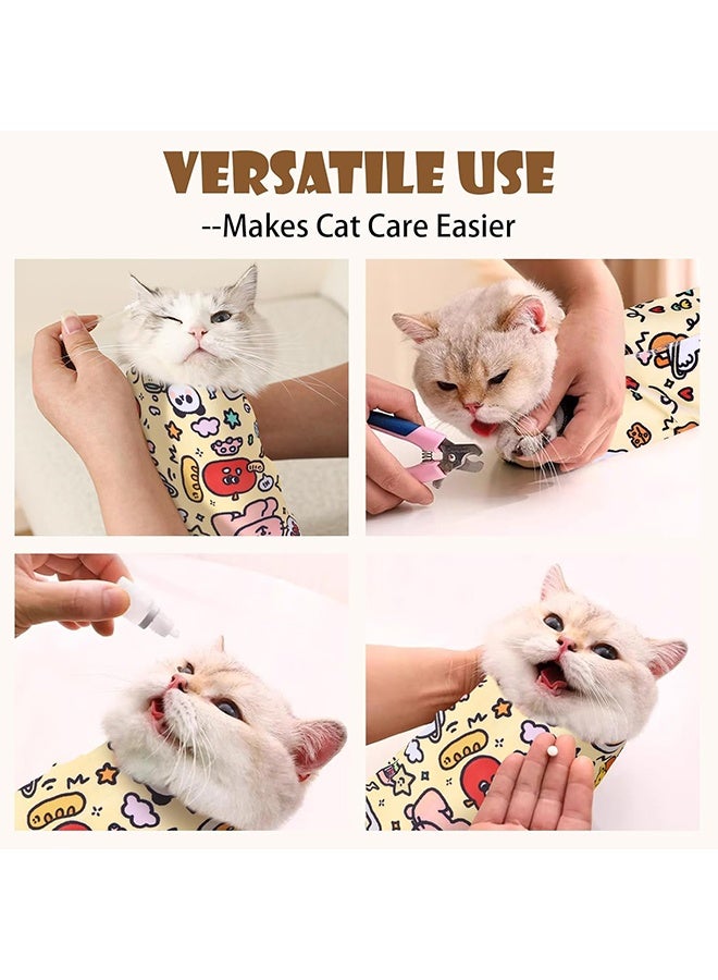 لفافة للقطط للعناية بها وتقليم أظافرها، بطانية لف ذاتية اللصق للقطط، مضادة للخدش، حقيبة مضادة للعض لتنظيف الأذنين بأمان، وإطعام الأدوية والعناية بالمخالب (50*50 سم) - Image 2