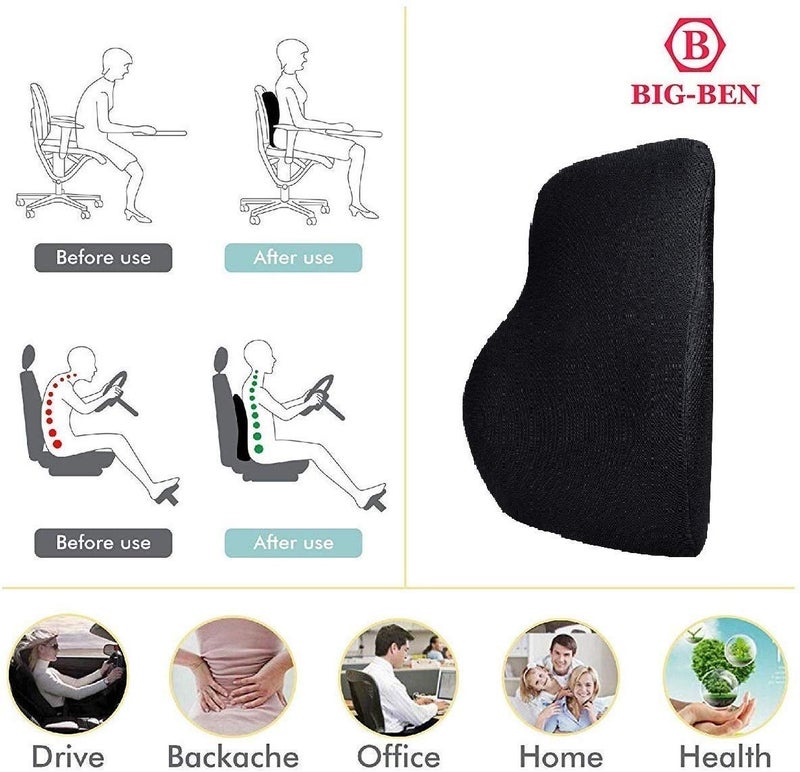BIGBEN OREST Memory Foam Backrest and Neck Pillow Combo for Lumber Support and Cervical Pain While Travelling Driving Or Sitting for Long Hours Soft Back Support PillowFor Office Chair - Image 4
