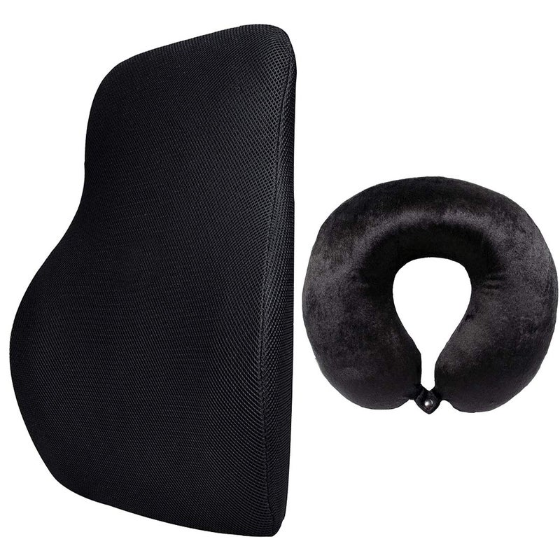 BIGBEN OREST Memory Foam Backrest and Neck Pillow Combo for Lumber Support and Cervical Pain While Travelling Driving Or Sitting for Long Hours Soft Back Support PillowFor Office Chair - Image 1