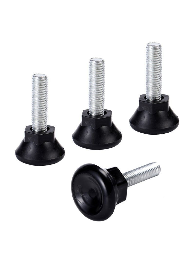 لوازم طقم مسمار رجل طاولة 10 ملم مكون من 4 قطع - قواعد تثبيت قابلة للتعديل مع قاعدة بلاستيكية مقاومة للانزلاق ومسمار مقاوم للتآكل - مثالي للكراسي، الطاولات، الأرفف، المكاتب، والخزائن - Image 1