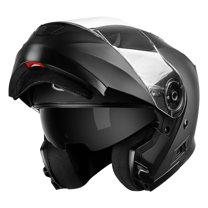 YEMA Modular Motorcycle Helmets DOT Approved Full Face Motorcycle Helmet with with Flip Up Dual Visor for Men  Women  Street Scooter ATV EBike  YM926 Black