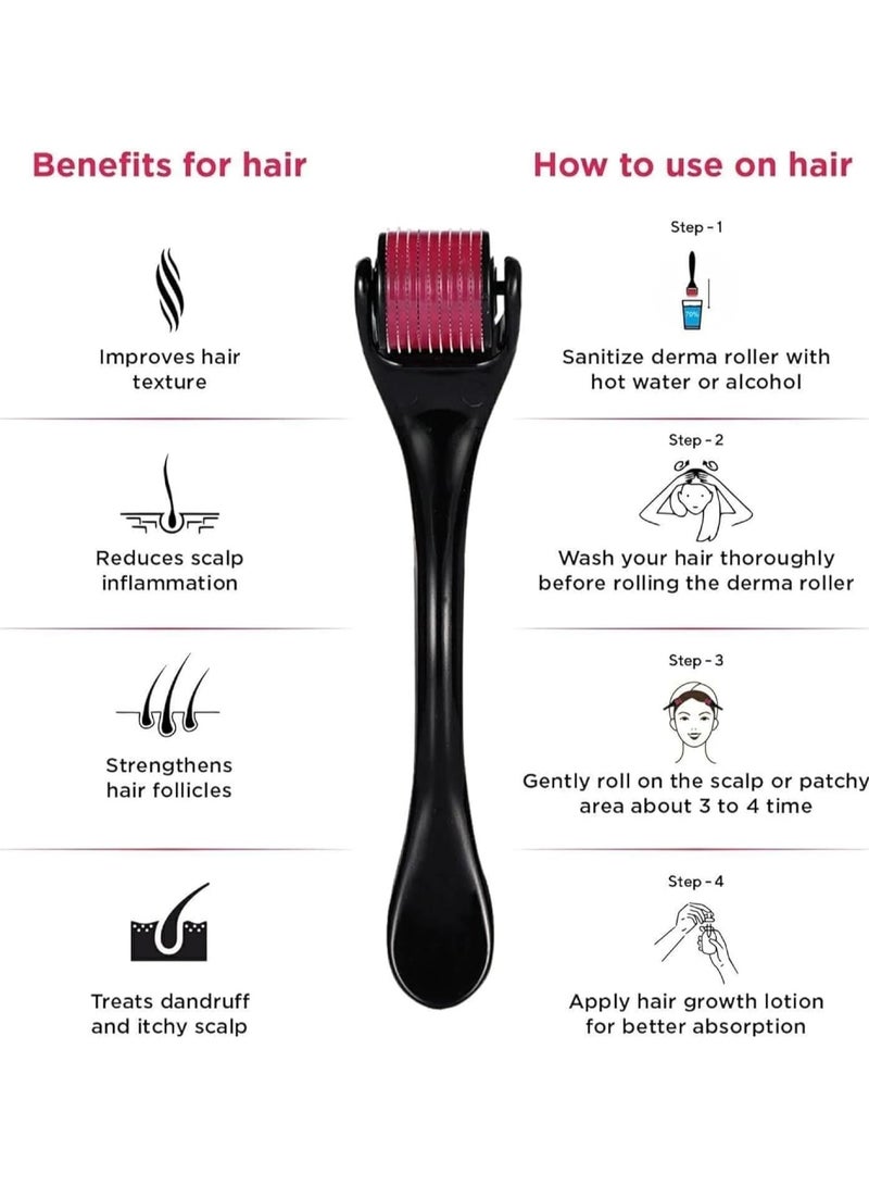 Derma 0.5mm Derma Roller 540 Needles Hair Growth Roller,Titanium Micro Wrinkle Anti Aging Acne Scar Stretch Mark Treatment Micro Needling Face Care Massage Tool with Transparent Box - Image 3