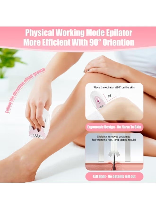 sokany 3x1 Multifunctional Electric Hair Removal Machine for Women Cordless Epilator Set Wet and Dry Uses Replaceable Blade Heads Pink - Image 2