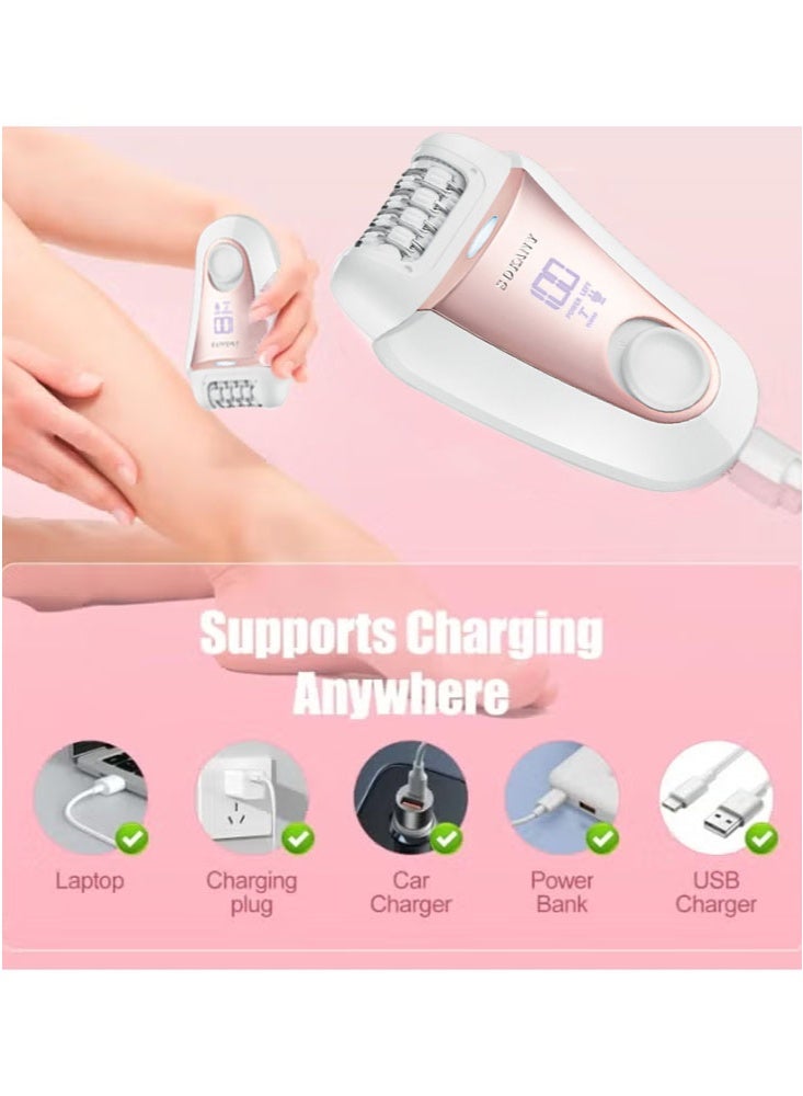 sokany 3x1 Multifunctional Electric Hair Removal Machine for Women Cordless Epilator Set Wet and Dry Uses Replaceable Blade Heads Pink - Image 5