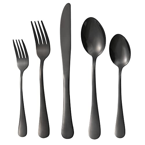 Xingjiake Black Silverware Set 40 Piece, Flatware Cutlery Set For 8, Stainless Steel Forks And Spoons Silverware Set, Kitchen Utensils Set, Dishwasher Safe - Image 1