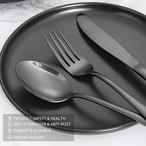 Xingjiake Black Silverware Set 40 Piece, Flatware Cutlery Set For 8, Stainless Steel Forks And Spoons Silverware Set, Kitchen Utensils Set, Dishwasher Safe - Image 3