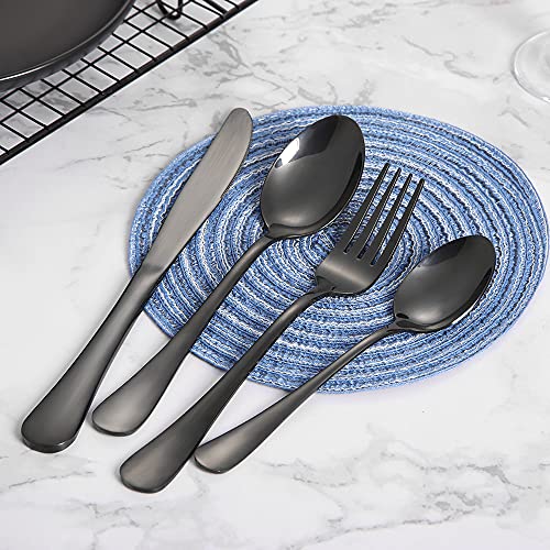 Xingjiake Black Silverware Set 40 Piece, Flatware Cutlery Set For 8, Stainless Steel Forks And Spoons Silverware Set, Kitchen Utensils Set, Dishwasher Safe - Image 5