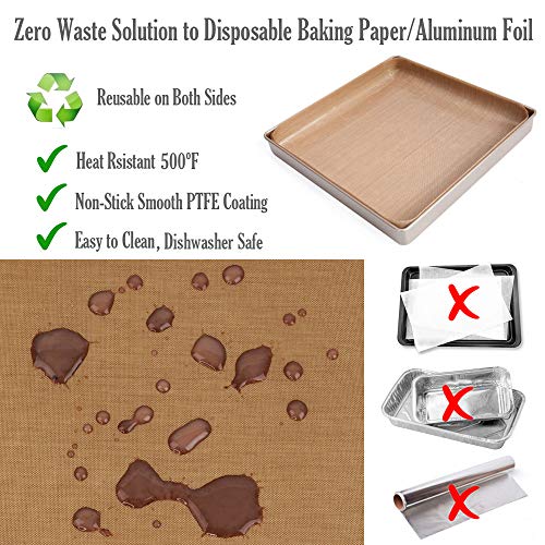 FoRapid PTFE Teflon Sheet, Non-Stick Oven Liners, Barbecue Grill Mat Baking Sheet Reusable Washable - Use Up to 500℉ Craft Mat for Baking Cooking BBQ Grilling Roasting 16x24"/40x60cm 3 Pack - Image 2