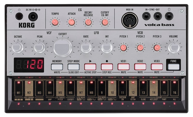 Korg Volca Bass Analog Synthesizer w/Three Oscillators and 16-step Sequencer - Image 1