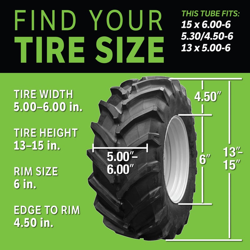 Slime أنبوب داخلي سلايم 30014 لركوب جزازات العشب، ATV، الدراجات الرباعية، الجرارات ومعدات الزراعة الأخرى، قوي جداً، يشمل سلايم ذاتي الختم، ثقيل الوزن، 15x6.00-6" / 5.30/4.50-6" / 13x5.00-6" - Image 5