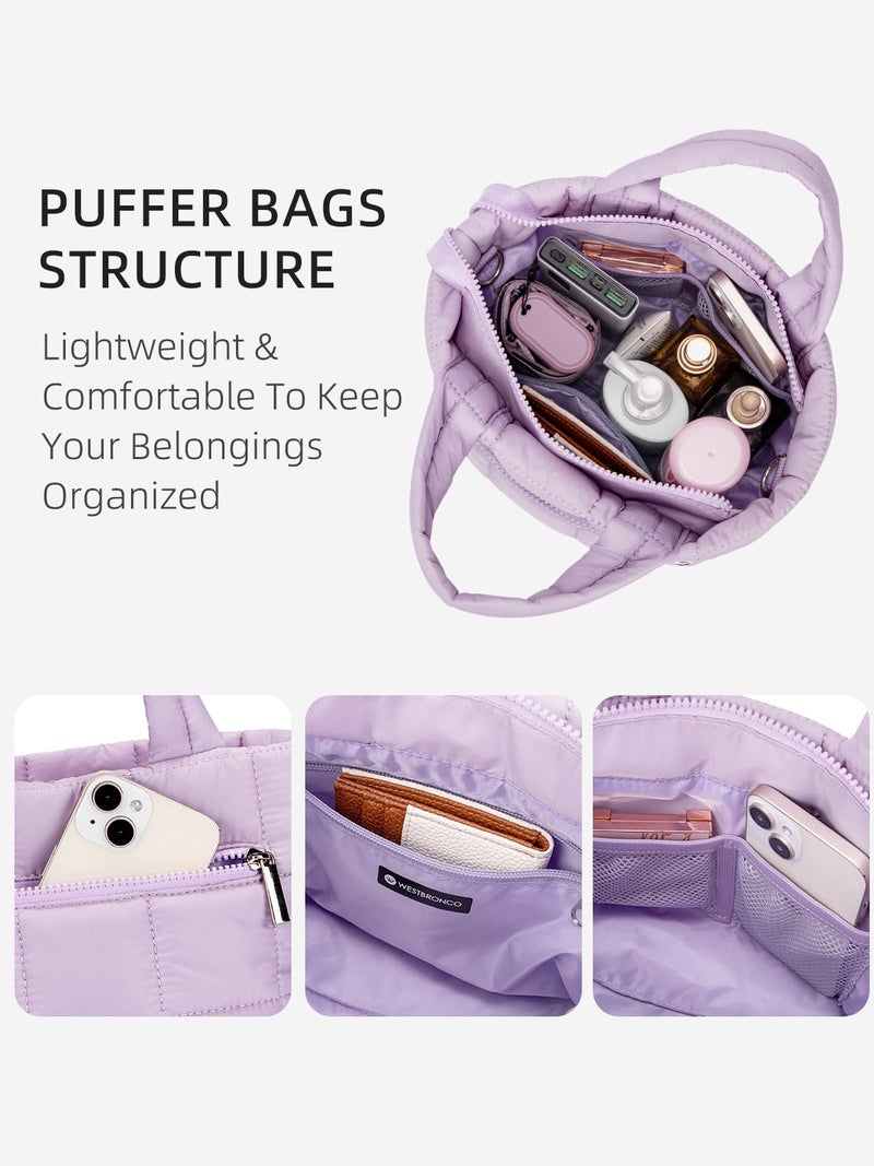 Westbronco Small Puffer Crossbody Bags For Women, Puffy Quilted Purse Nylon Shoulder Handbag With Adjustable Strap - Image 4