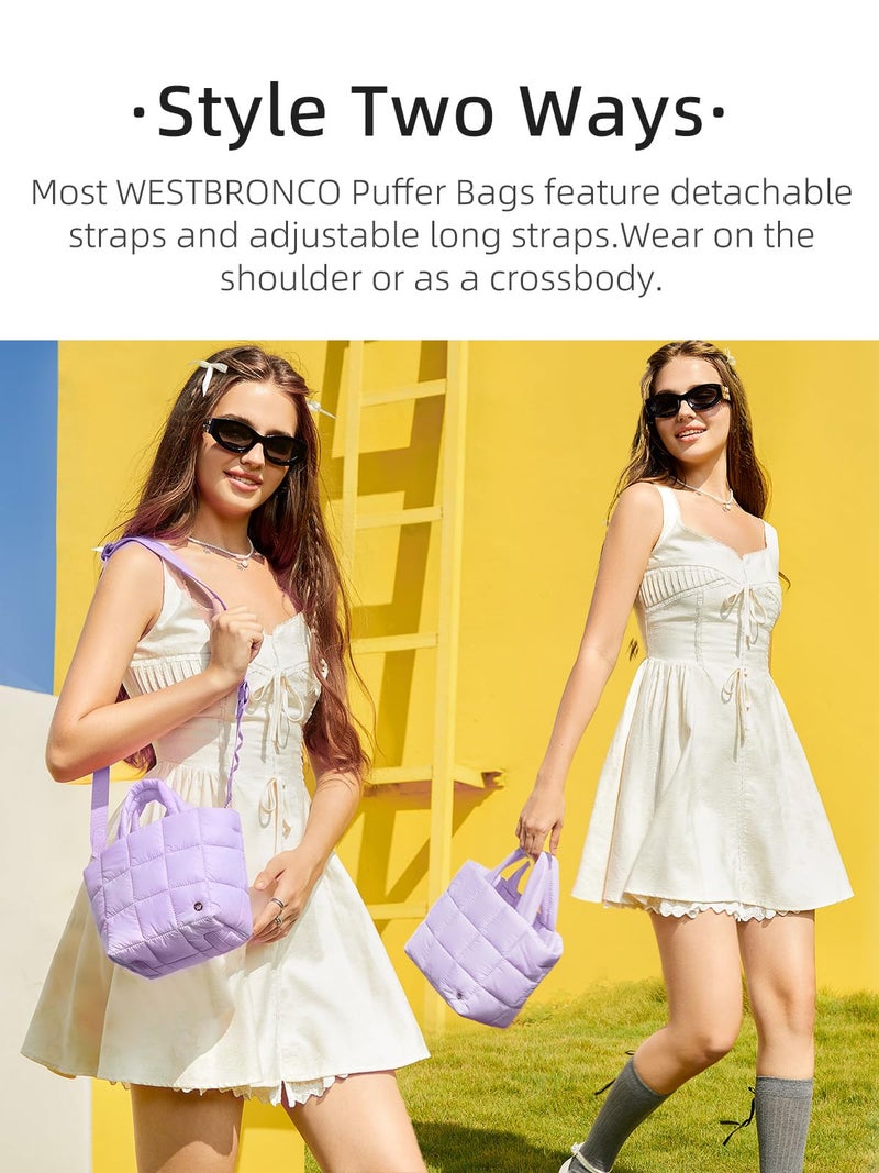Westbronco Small Puffer Crossbody Bags For Women, Puffy Quilted Purse Nylon Shoulder Handbag With Adjustable Strap - Image 2