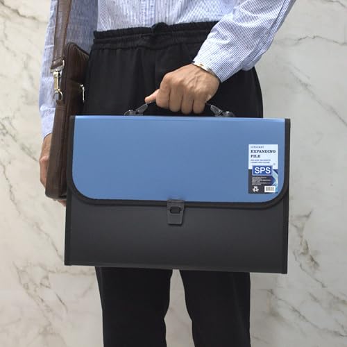 SPS 13 Pocket Expanding File Folder with Buckle Closure,Label Index and Handle for A4/Foolscap/Legal Documents (Blue) - Image 4
