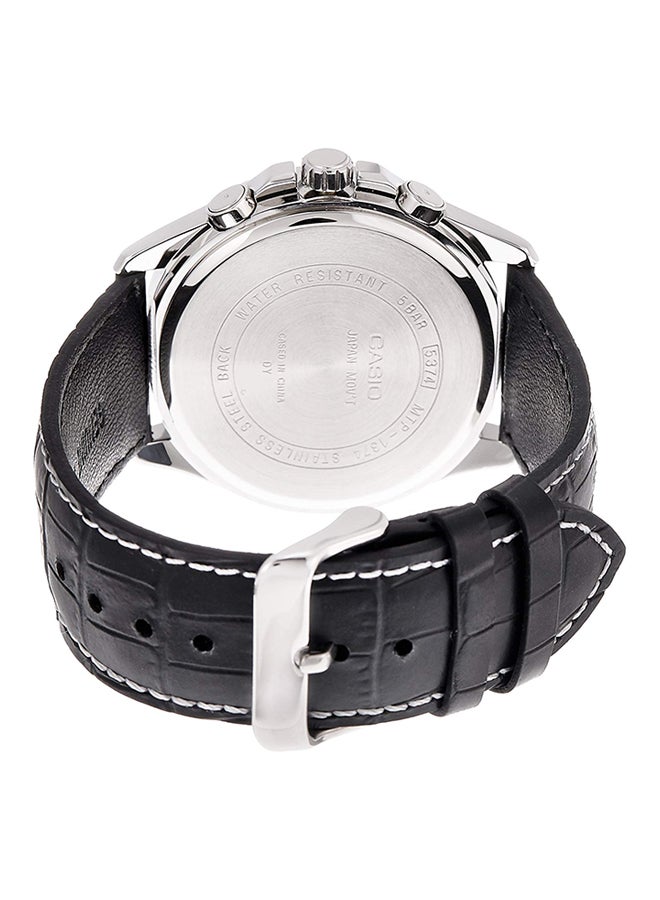 CASIO Men Water Resistant Leather Enticer Analog Watch MTP1374L-1A - 44 mm - Black - Image 2