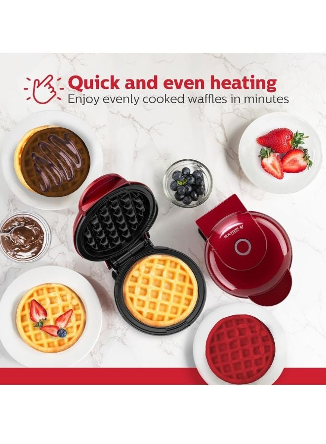 TodyJeyHo Non-Stick Waffle Maker, Metallic Red - 4-inch Waffles in Minutes - Image 4