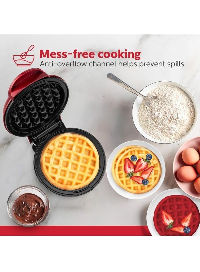 TodyJeyHo Non-Stick Waffle Maker, Metallic Red - 4-inch Waffles in Minutes - Image 5