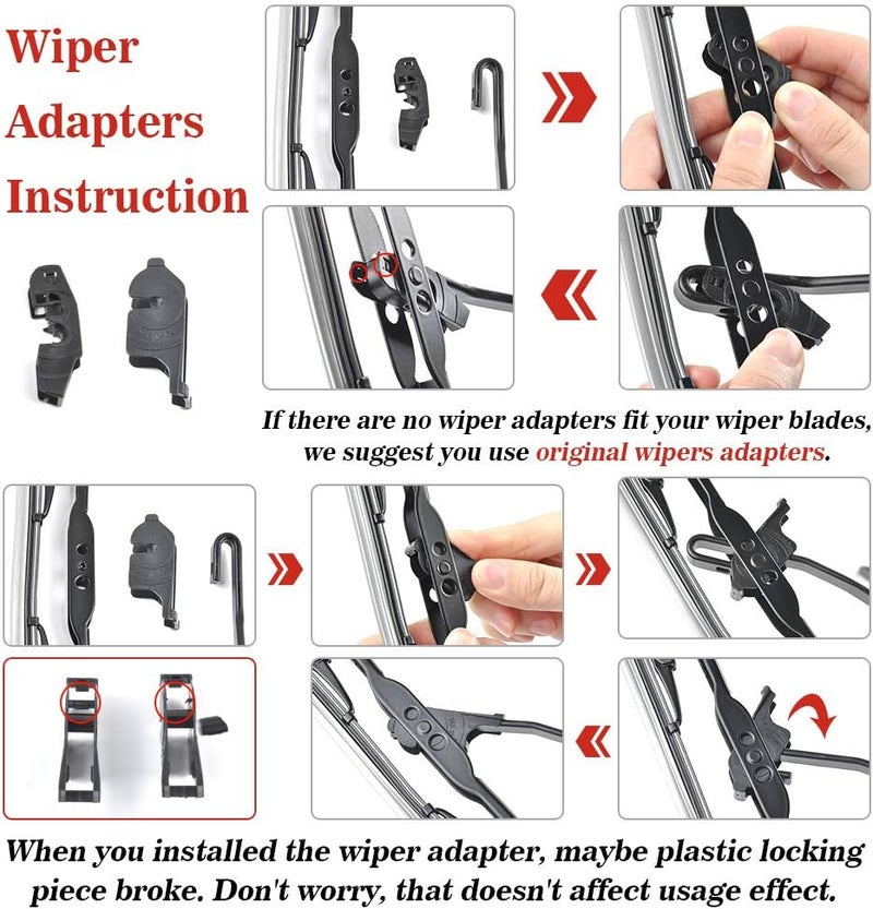 OTUAYAUTO Replacement for Jeep Wrangler Windshield Wiper Blades - 15"+15" Front Window Wiper - fit 2007-2017 Vehicles - Factory Aftermarket - Image 4