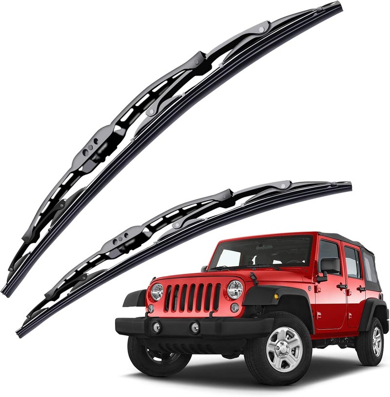 OTUAYAUTO Replacement for Jeep Wrangler Windshield Wiper Blades - 15"+15" Front Window Wiper - fit 2007-2017 Vehicles - Factory Aftermarket - Image 1