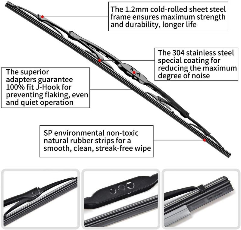 OTUAYAUTO Replacement for Jeep Wrangler Windshield Wiper Blades - 15"+15" Front Window Wiper - fit 2007-2017 Vehicles - Factory Aftermarket - Image 3