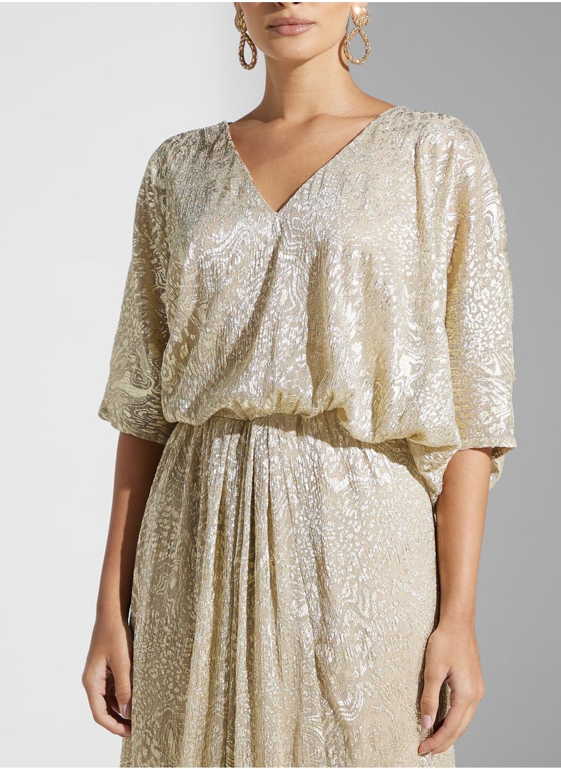 Golden Apple - V-Neck Shimmer Dress - Image 1