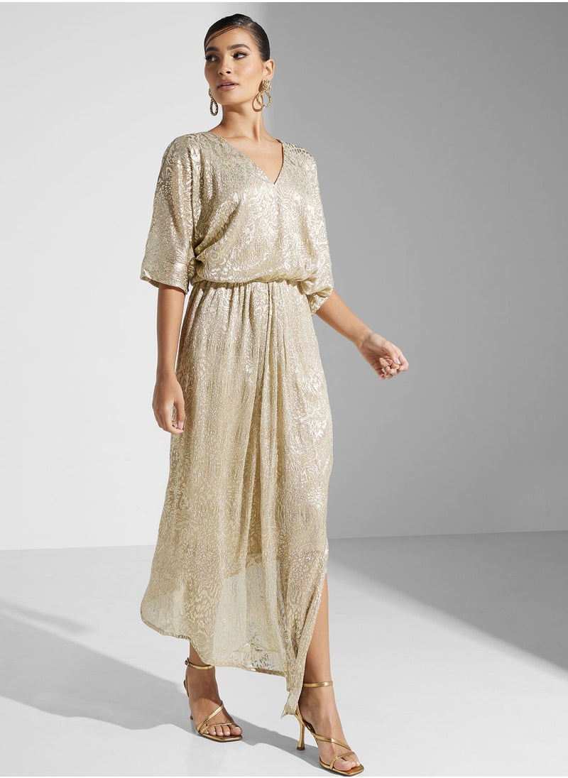 Golden Apple - V-Neck Shimmer Dress - Image 1