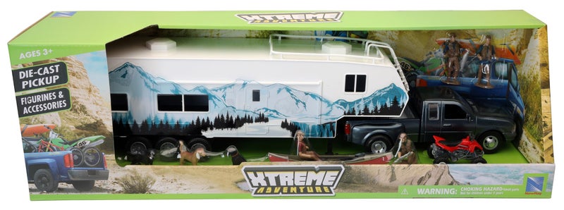 NewRay Toys Die Cast Pick Up Truck with Camper Trailer and Accessories - Image 3